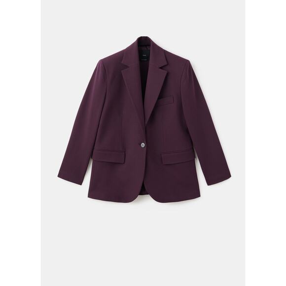 MANGO Wool-Blend Lapel-Collar V-Neck Suit Blazer - XS - Picture 1 of 8